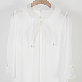 CZ 진주 리본 블라우스 7부(CZ Women's Three-quarter Sleeve  Blouse)