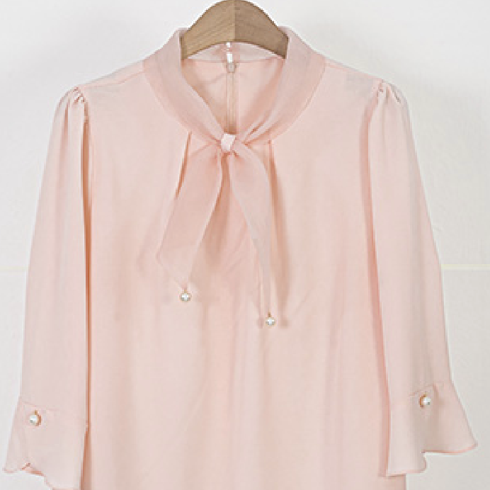 CZ 진주 리본 블라우스 7부(CZ Women's Three-quarter Sleeve  Blouse)