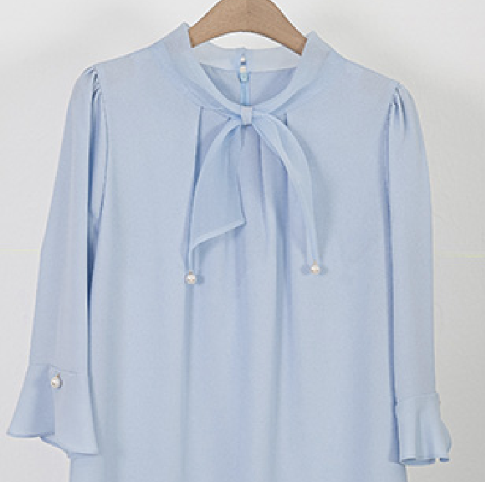 CZ 진주 리본 블라우스 7부(CZ Women's Three-quarter Sleeve  Blouse)