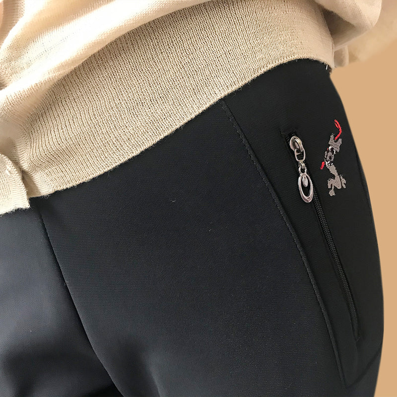 Women's GIMO Pants w.Embroidery point (강아지 자수 지퍼 한국 기모바지)