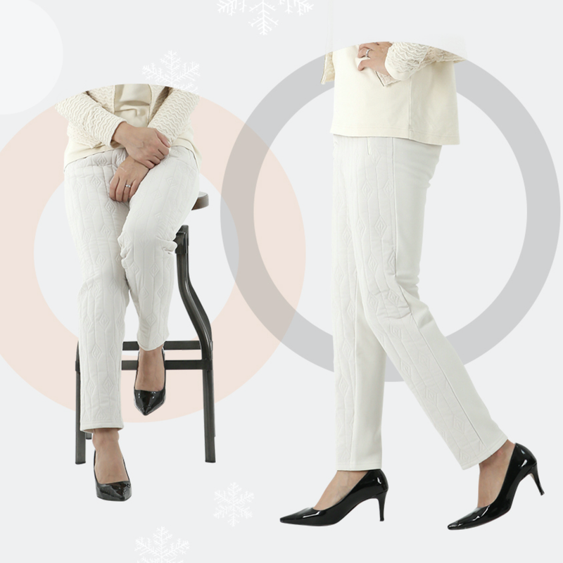 Women's Ivory Puffer Fleece-lined Pants(아이보리 패딩 한국기모바지)