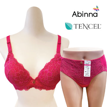 Abinna 노와이어 금사플라워자수 브라/팬티