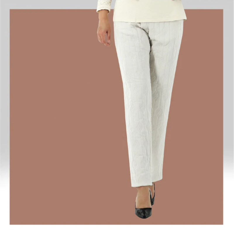 Women's Ivory Puffer Fleece-lined Pants(아이보리 패딩 한국기모바지)