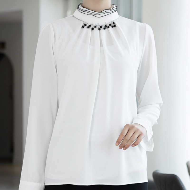 CZ 블랙진주 블라우스(CZ Women's Blouse Black Jinju)